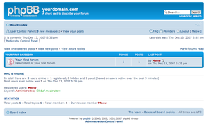 The screenshot of phpBB 3.0.